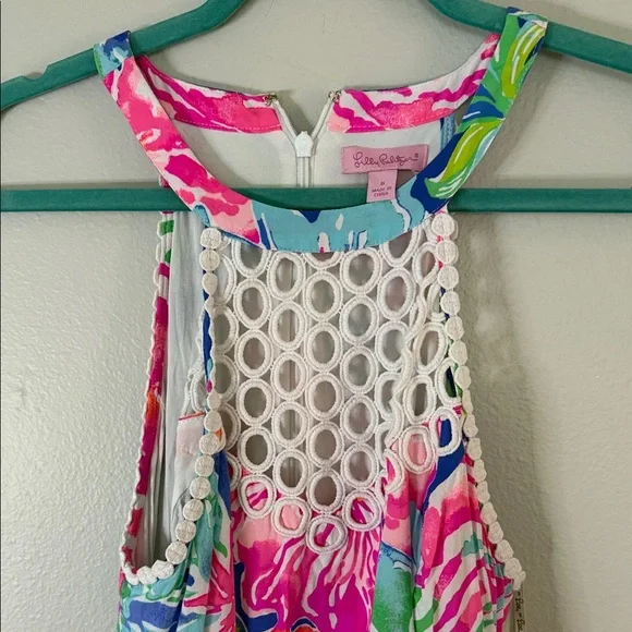 Lilly Pulitzer Floral Sleeveless Dress with crochet Detail - Picture 6 of 12